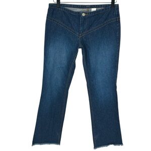 NEW Vtg Y2K Old Navy Low Rise Dark Wash Gold Contrast Stitching Bootcut Jeans